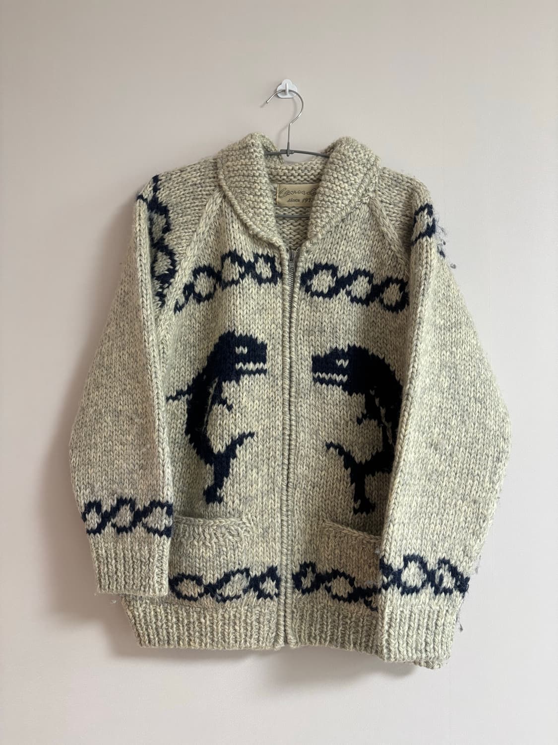 빈티지) 돌고래 코위챤st 니트집업 상품이미지1