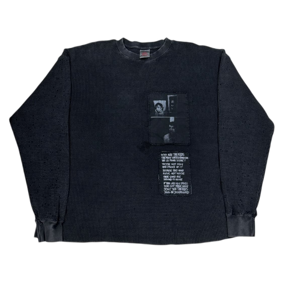 더뤡코즈 데미지 디테일 와플 롱슬리브 차콜 그레이 2 상품이미지1