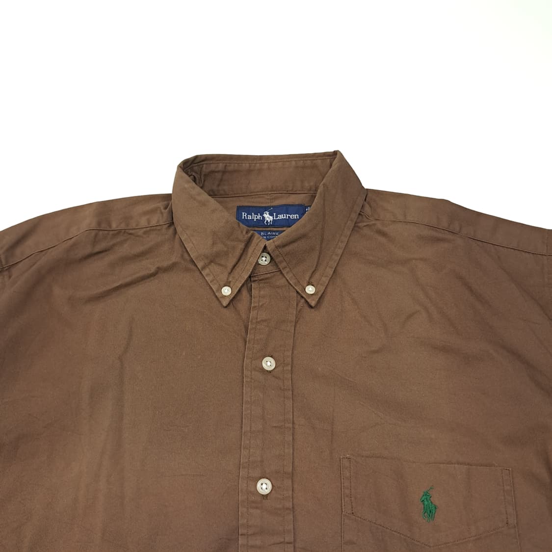 CL917 L 폴로 90s 미국판 버튼다운 브라운 반팔 셔츠 남방 상품이미지2