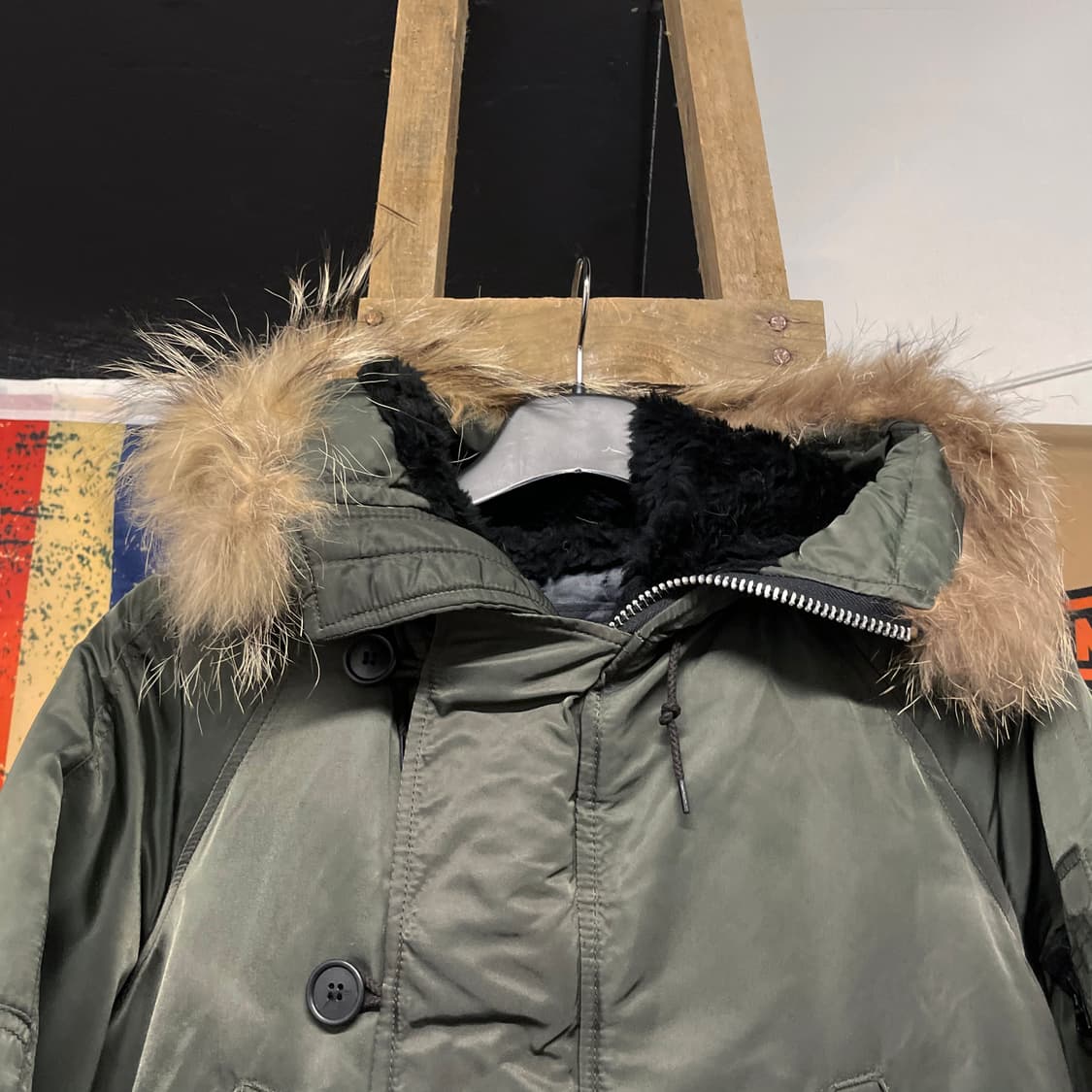 80s 스피왁 골든 플리스 N3B 퍼 후드 야상 자켓 밀리터리 상품이미지3