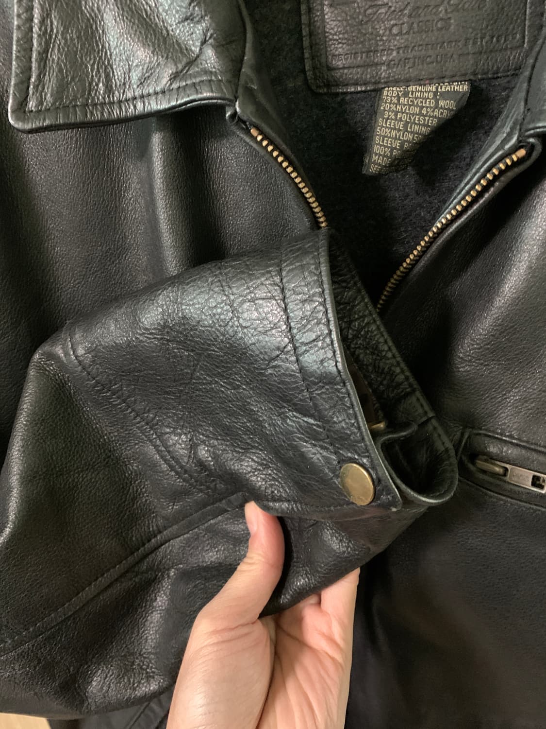 90s 올드 갭 레더 가죽 자켓 디트로이트 라이더 스타일 L 상품이미지3