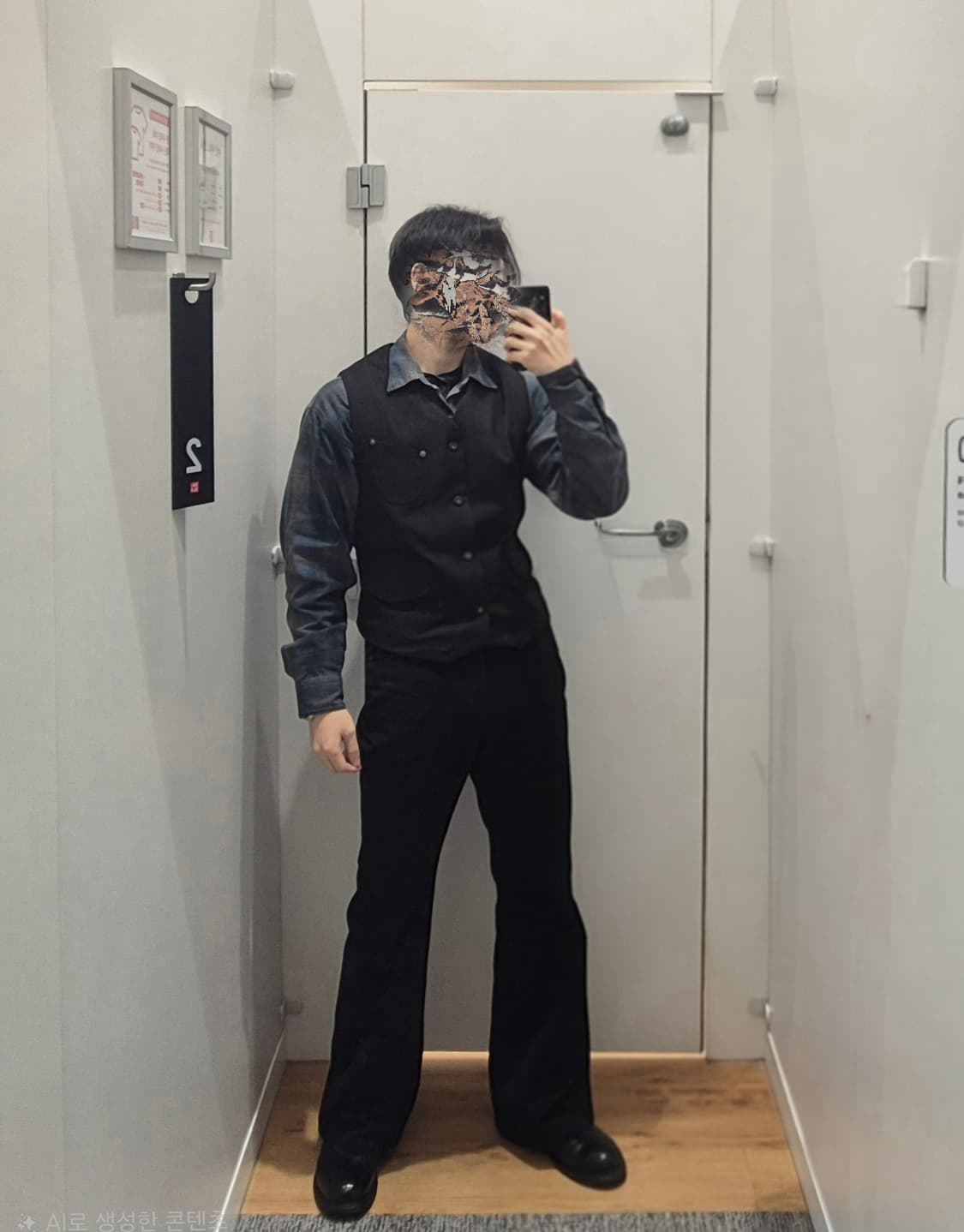 노이어 디스트로이드 플레어 데님팬츠 블랙 48 상품이미지2