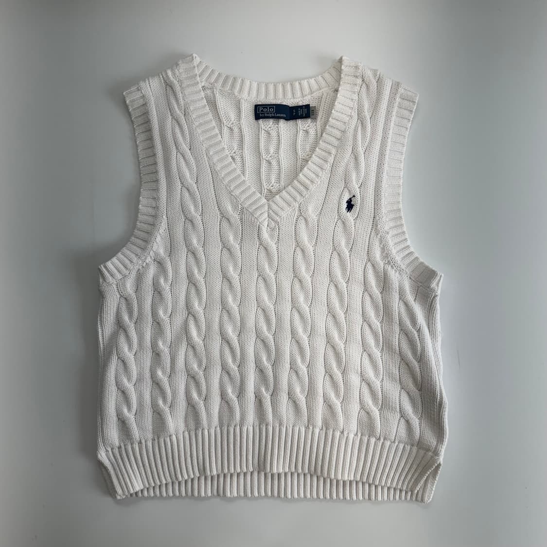 Polo 폴로 네이비 포니 화이트 케이블 니트 베스트 상품이미지3