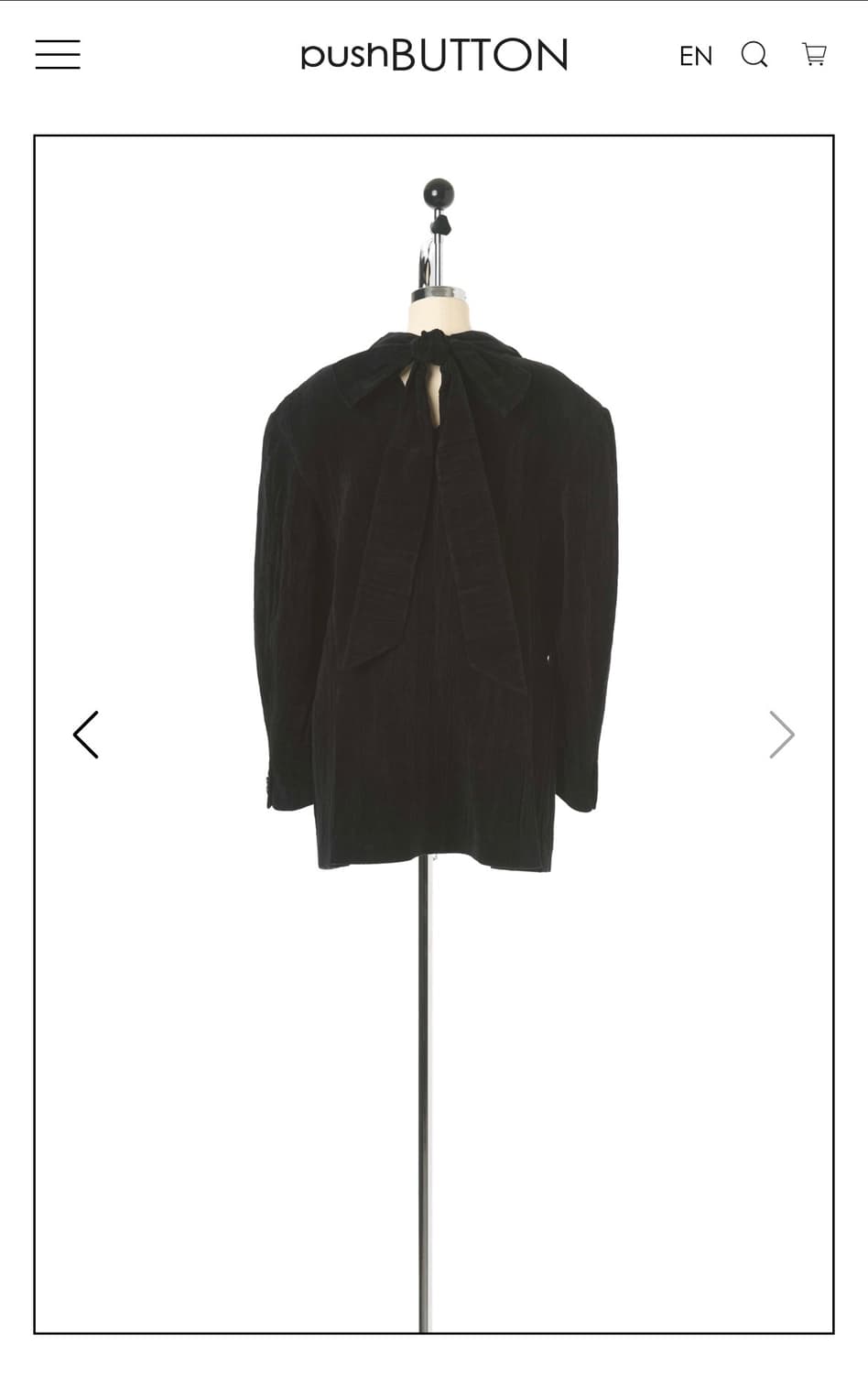 푸시버튼 백리본 포인트 싱글 자켓 블랙 상품이미지5