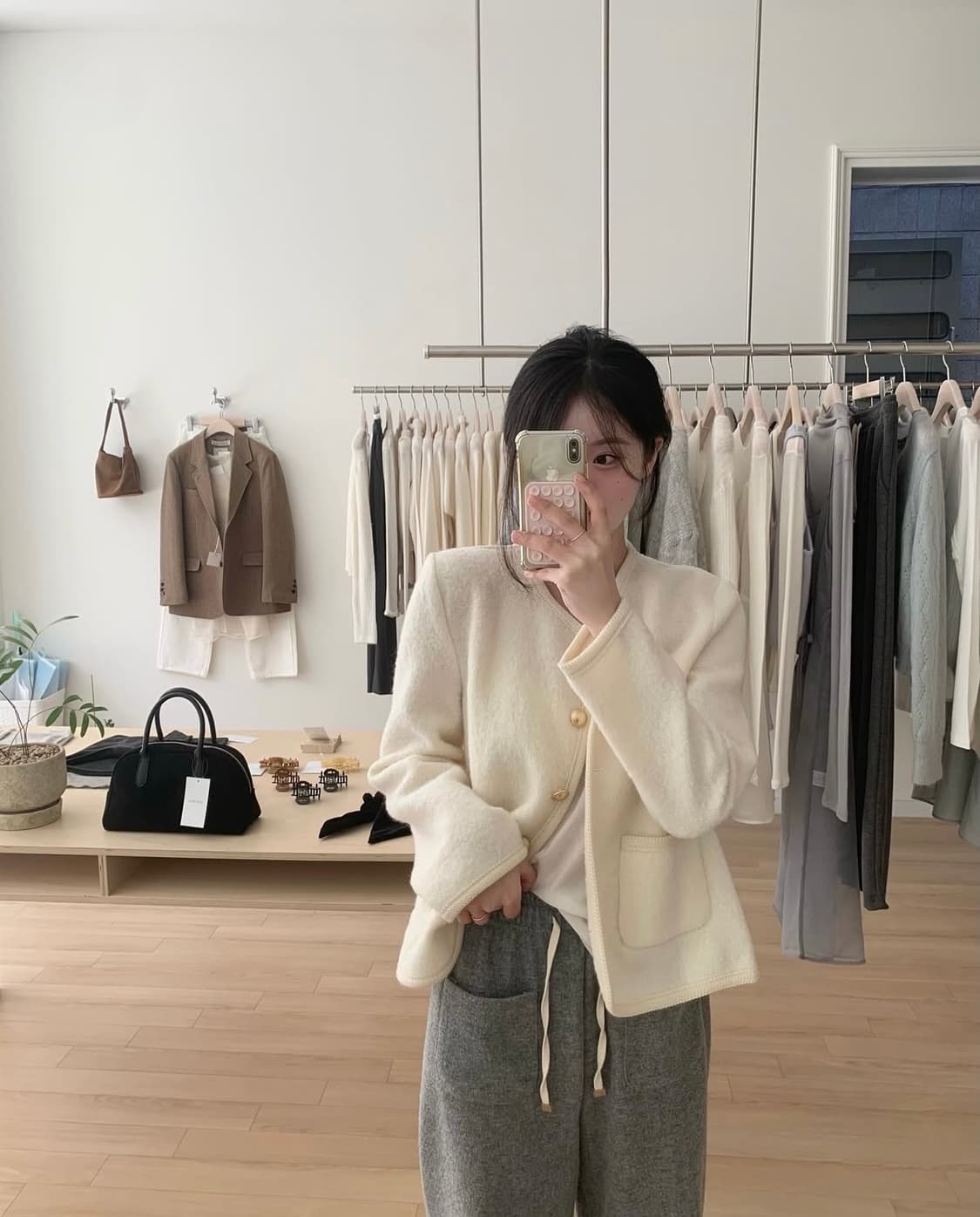 (최종가격/새상품) 누아누아 마가렛 트위드 가디건 그레이 상품이미지1