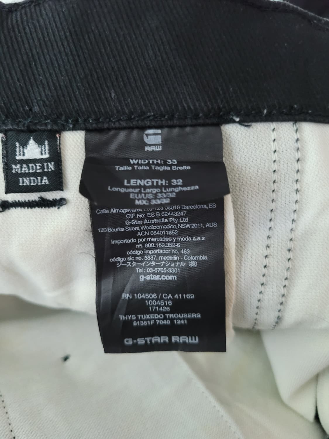 지스타로우 G star raw. 트라우져 스판슬림 블랙코팅진 33사이즈 상품이미지5