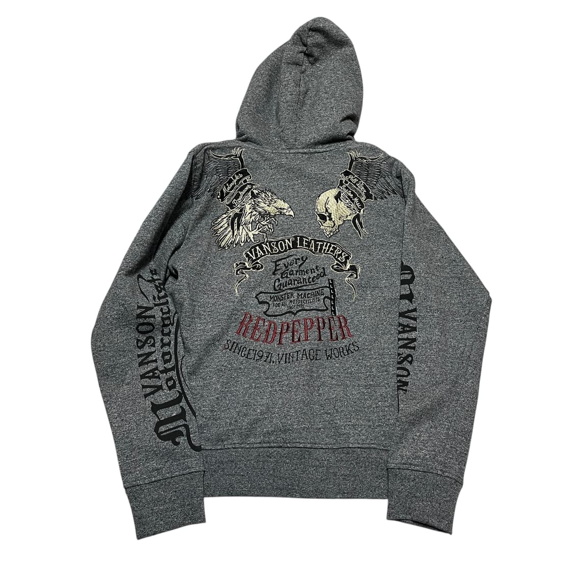 밴슨 레더 그레이 자수 레터링 후드 집업 상품이미지1