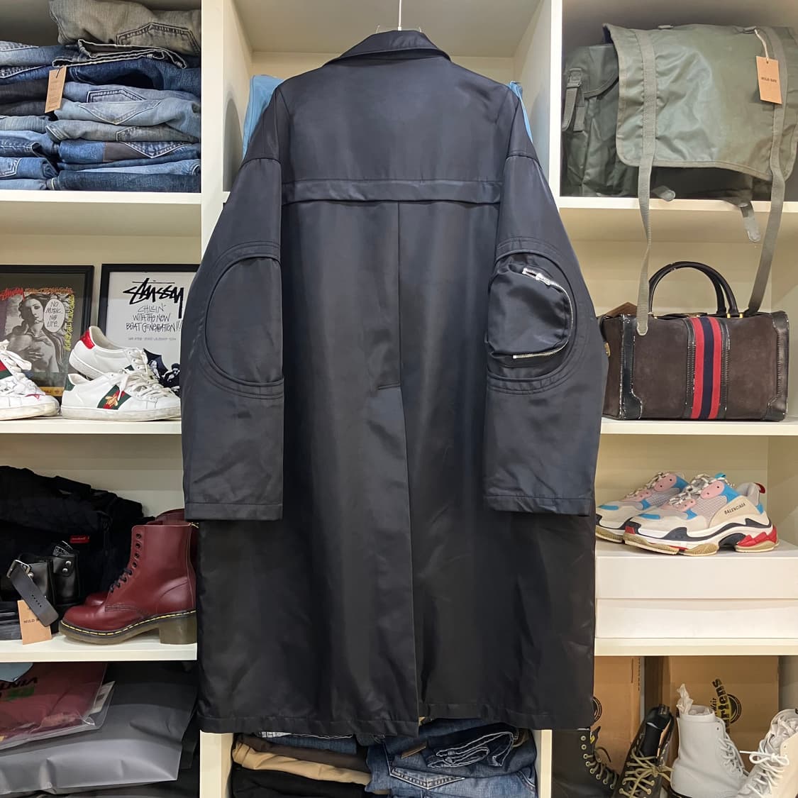 파프롬왓 블랙 나일론 써클 코트 2size (택O) 상품이미지3