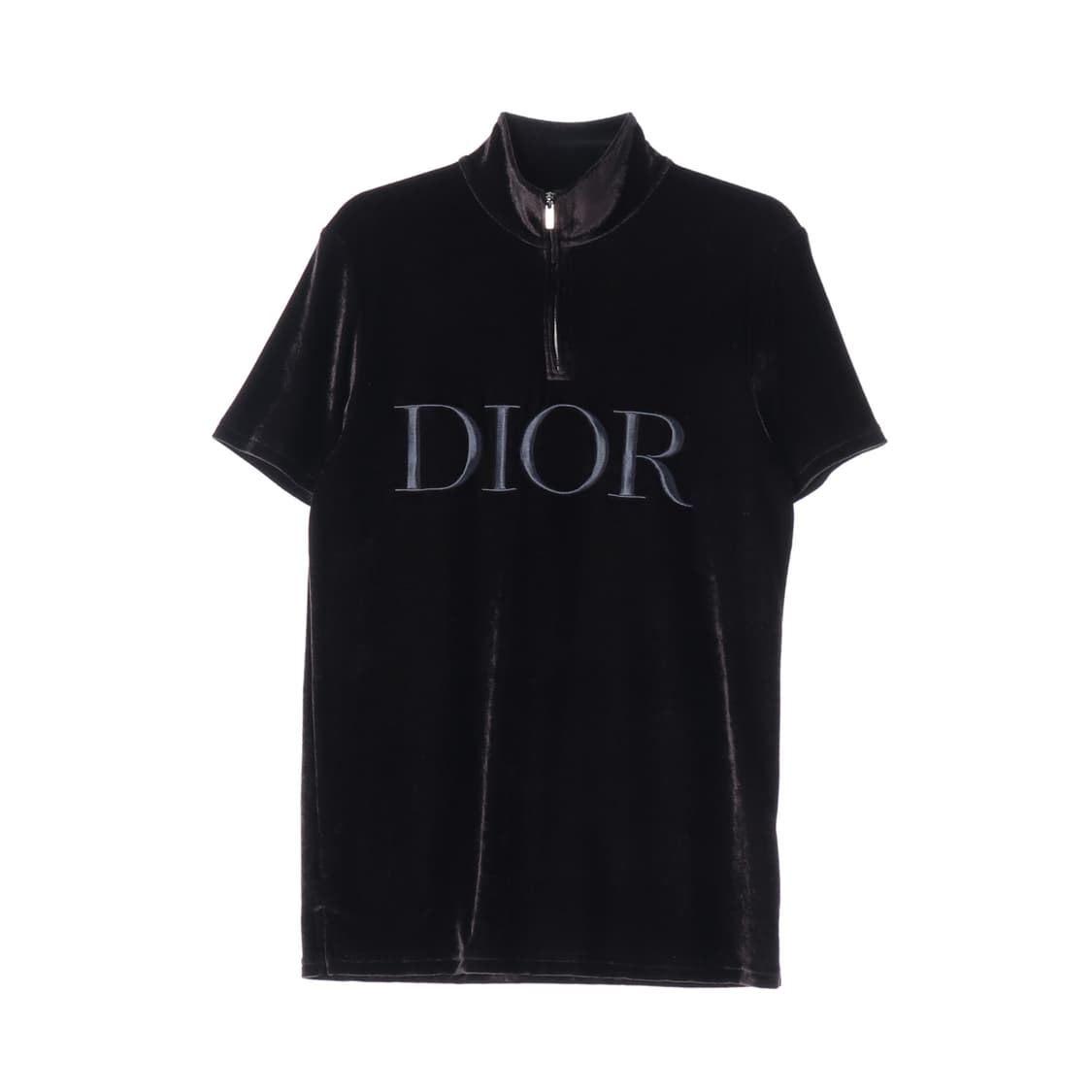 디올 벨벳 하프집업 반팔 티셔츠 블랙 상품이미지1