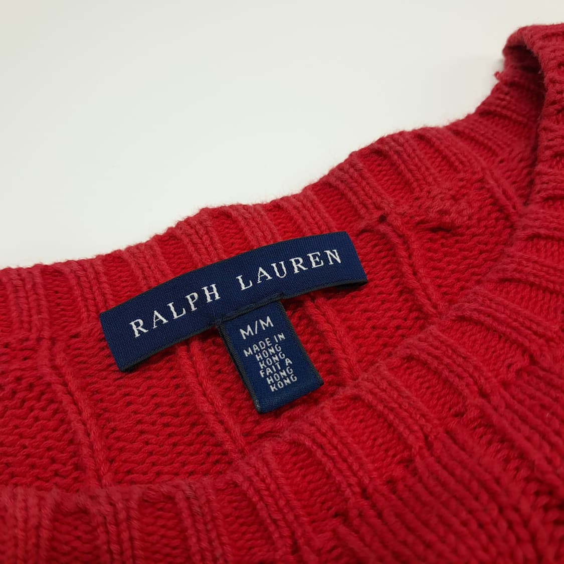 CN745W M 폴로 랄프로렌 레드 라운드 케이블 긴팔 니트 스웨터 상품이미지4
