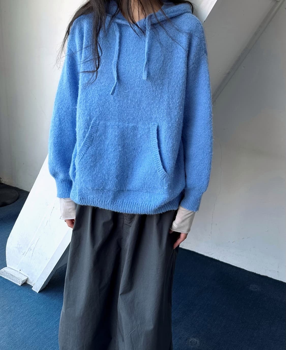 Brushed fabric hooded design knit P/O 상품이미지6