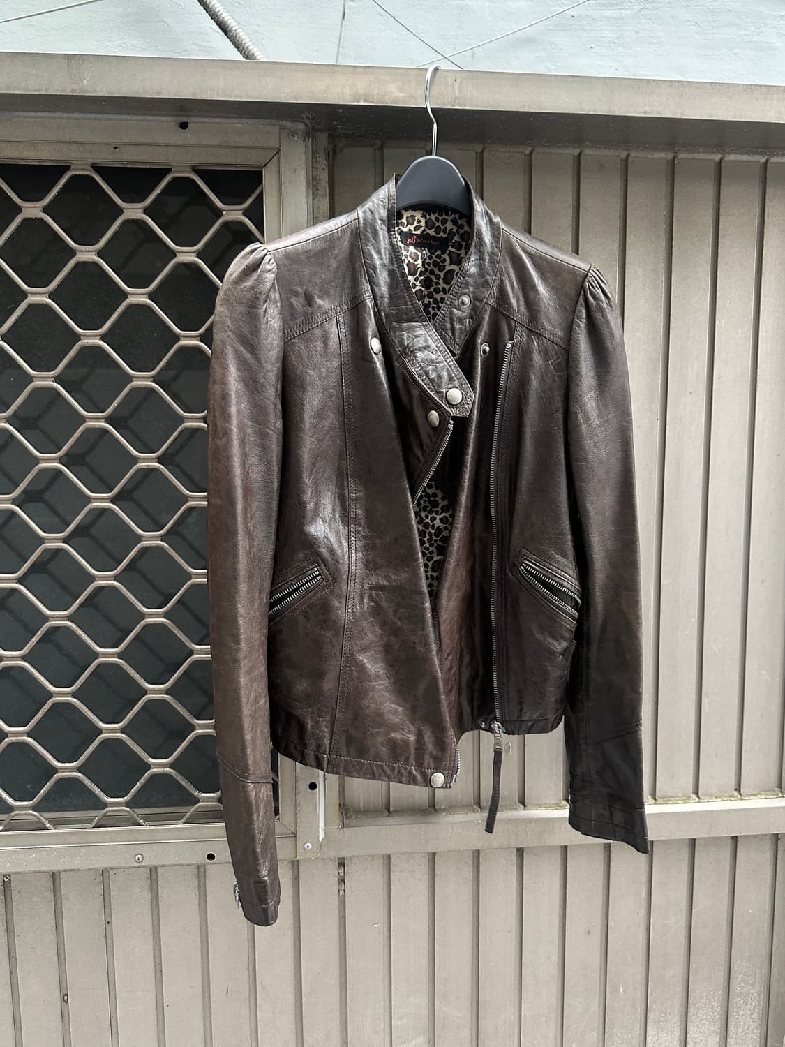 Lambs leather leopard zipper jacket 상품이미지1