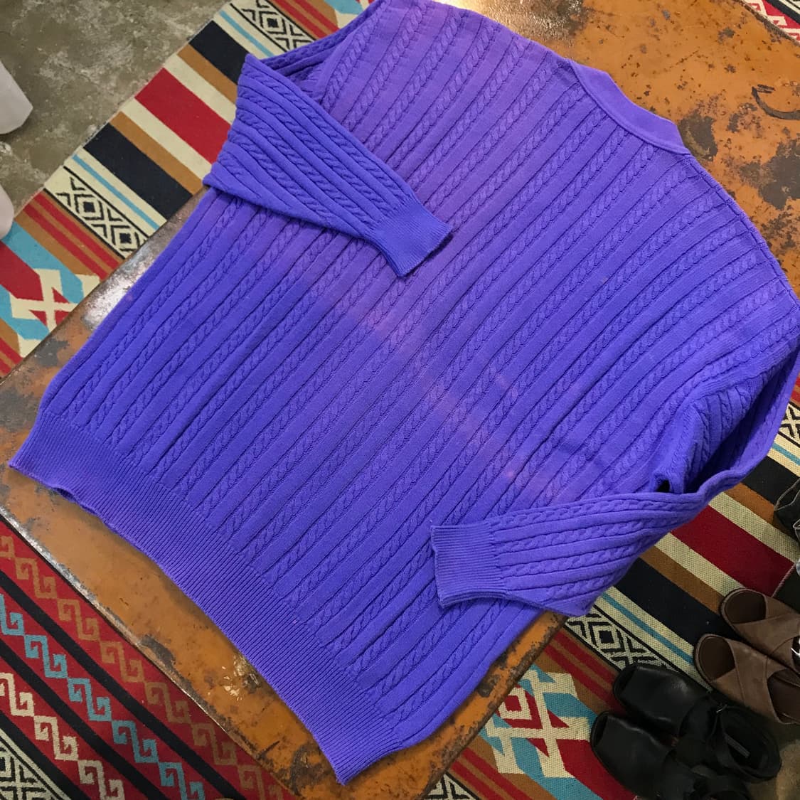 버버리 잉글랜드 네이비 퍼플 퓨어 코튼 케이블 금장 가디건 남성 110  상품이미지5