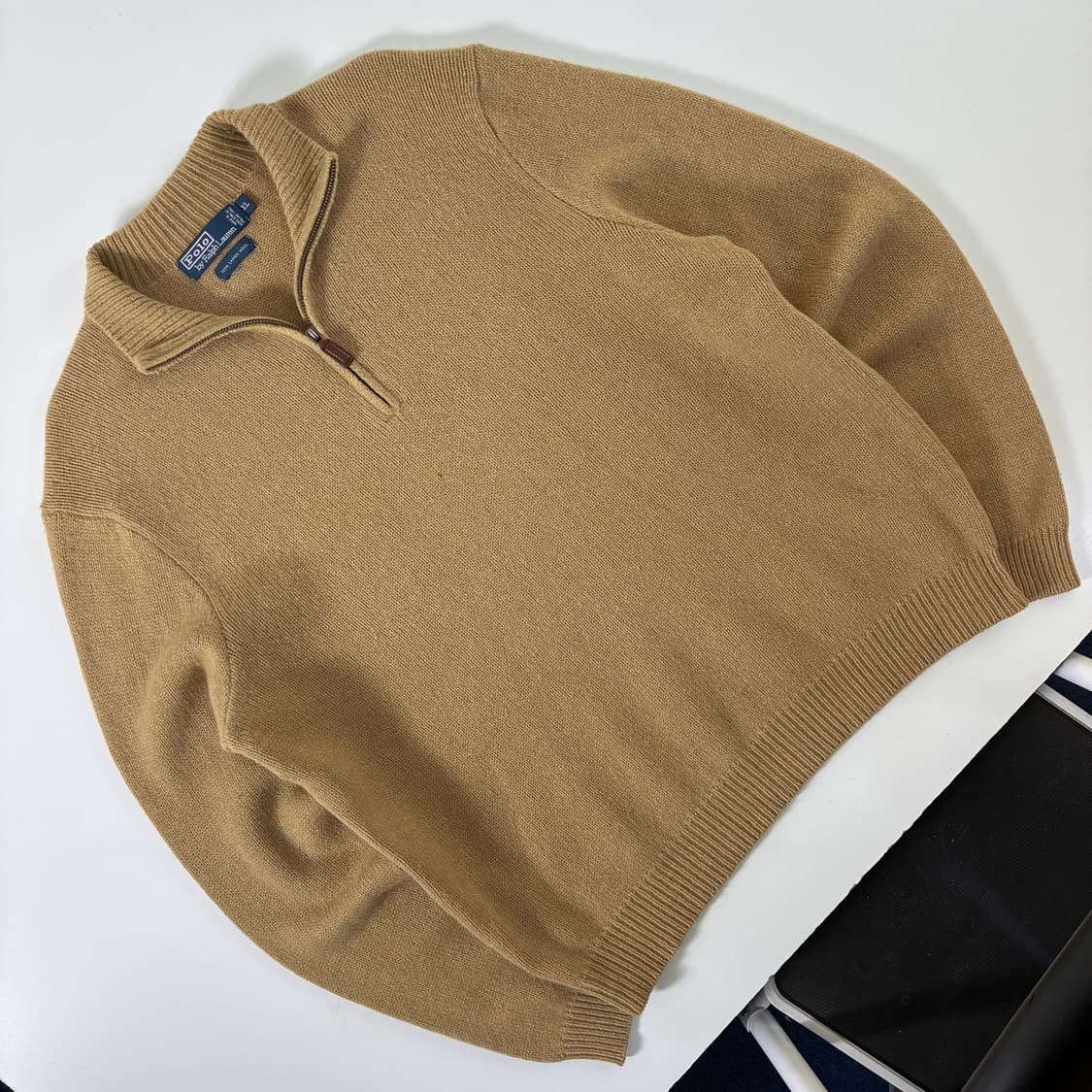 Polo  폴로 랄프로렌 램스울 베이지 반집업 니트  상품이미지2