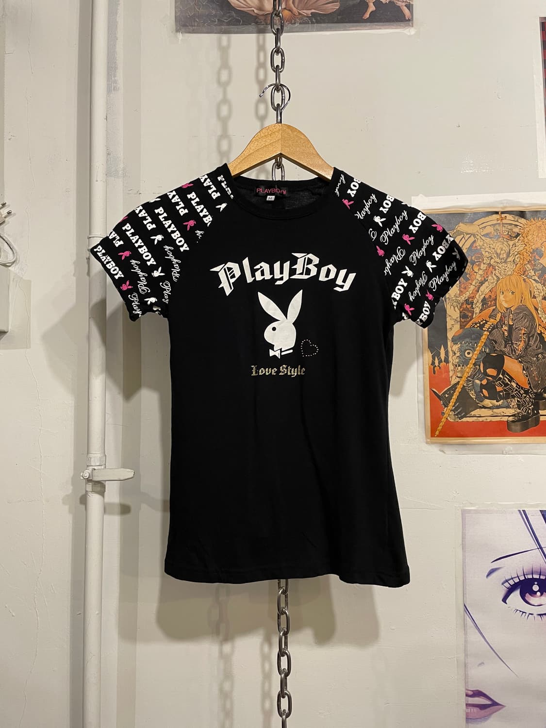 play boy 플레이보이 프린팅 큐빅 블랙 티셔츠 갸루 키치 상품이미지3