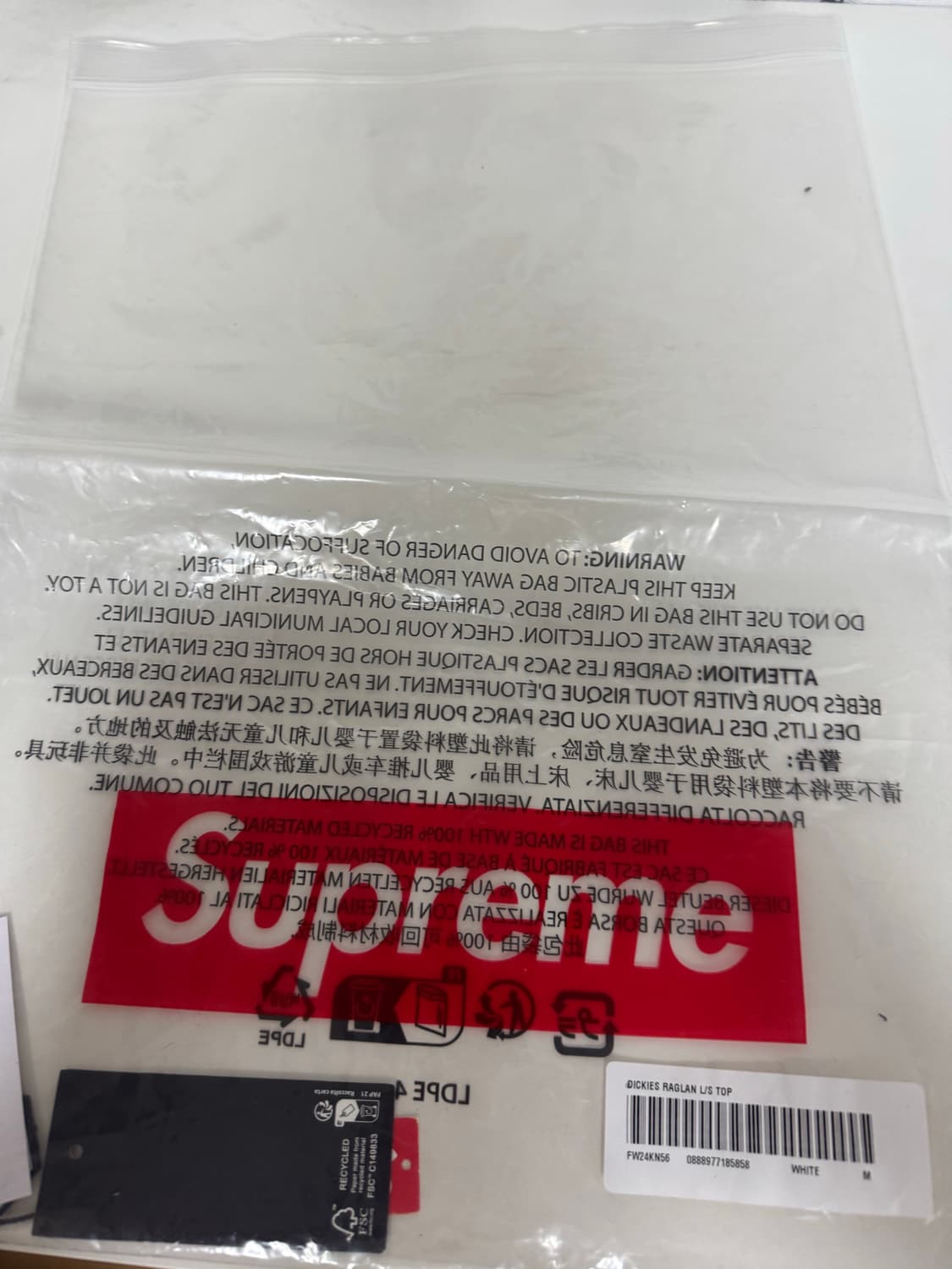 슈프림 x 디키즈 래글런 롱슬리브 탑 M 상품이미지3