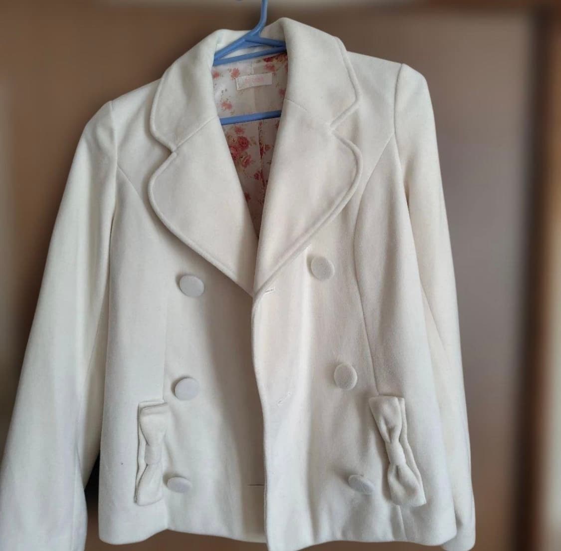 Liz lisa 화이트 더블 브레스트 피코트 상품이미지1