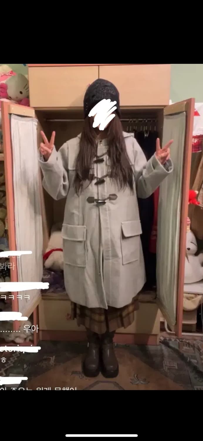 카모메산장 빈티지 그레이 떡볶이코트 더플코트 상품이미지1