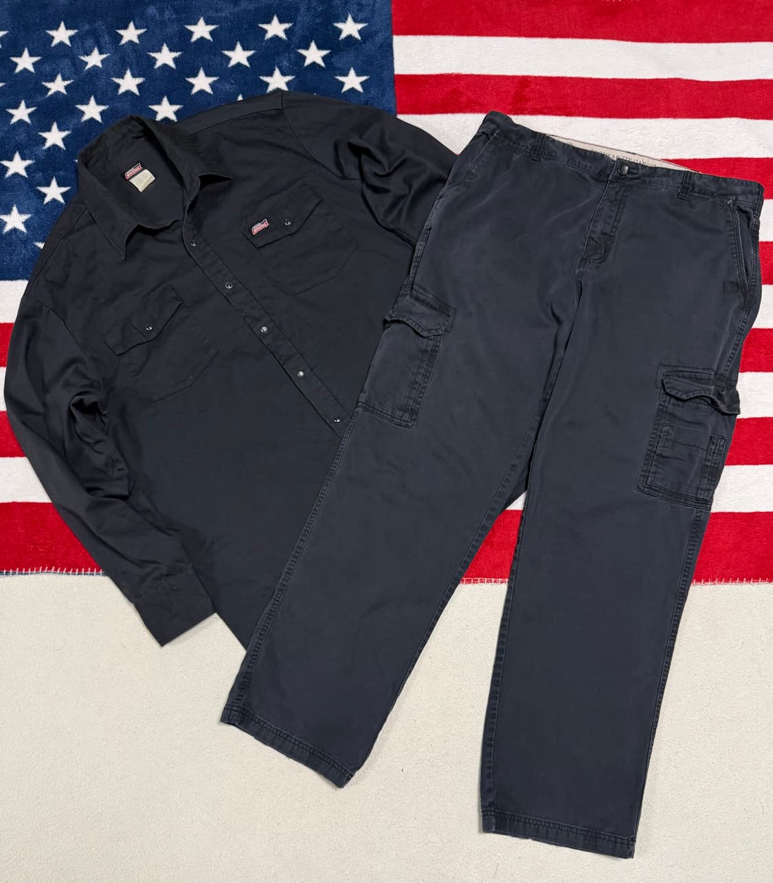 EASY Clothing Supplies 워시드 블랙 카고팬츠 루즈핏  상품이미지10