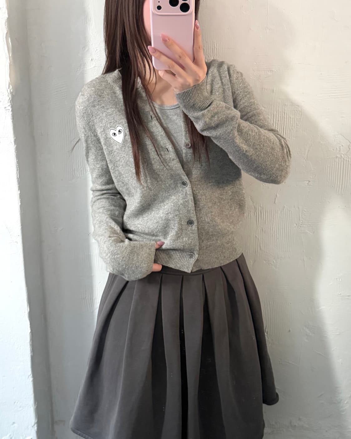 COMMEdesGARCONS 꼼데가르송 화이트와펜 그레이컬러 울 가디건 상품이미지6