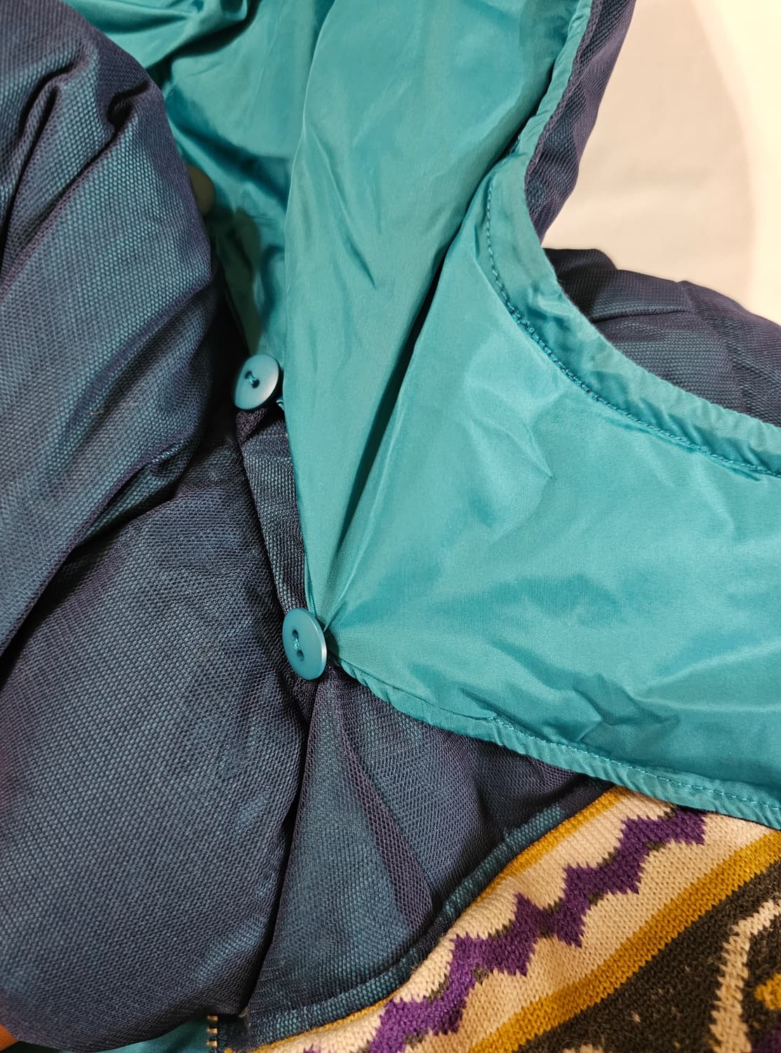 [40] 일본 빈티지 레트로 니트 배색 튤 메쉬 레이어드 패딩 다운 점퍼 상품이미지7