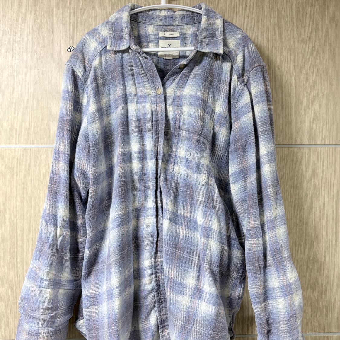 아메리칸 이글 하늘색 체크 셔츠 상품이미지1