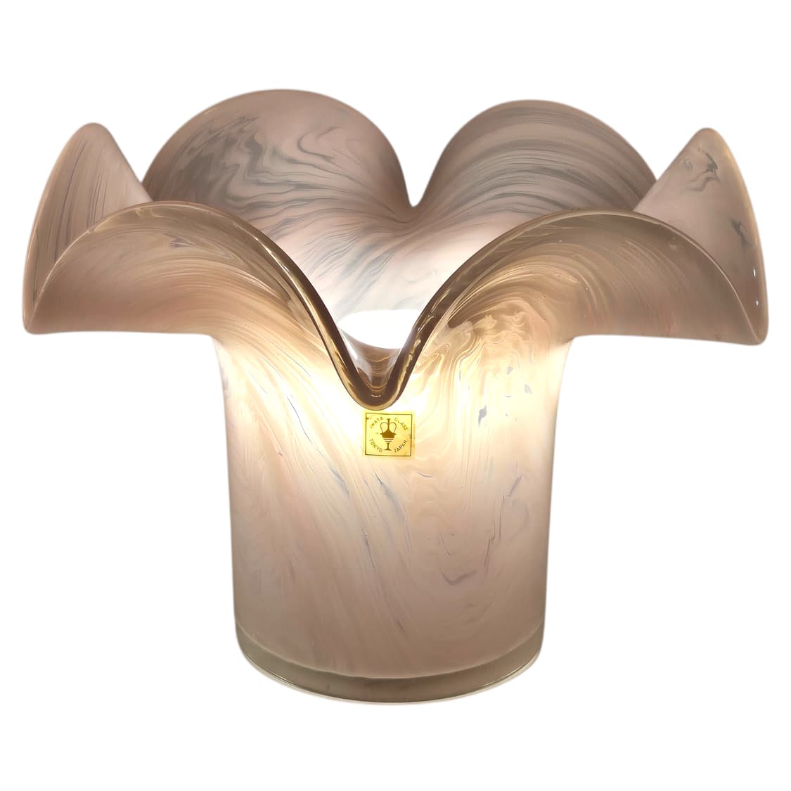 70s 이와타 아트글라스 꽃잎 마블 탁상 램프 상품이미지2