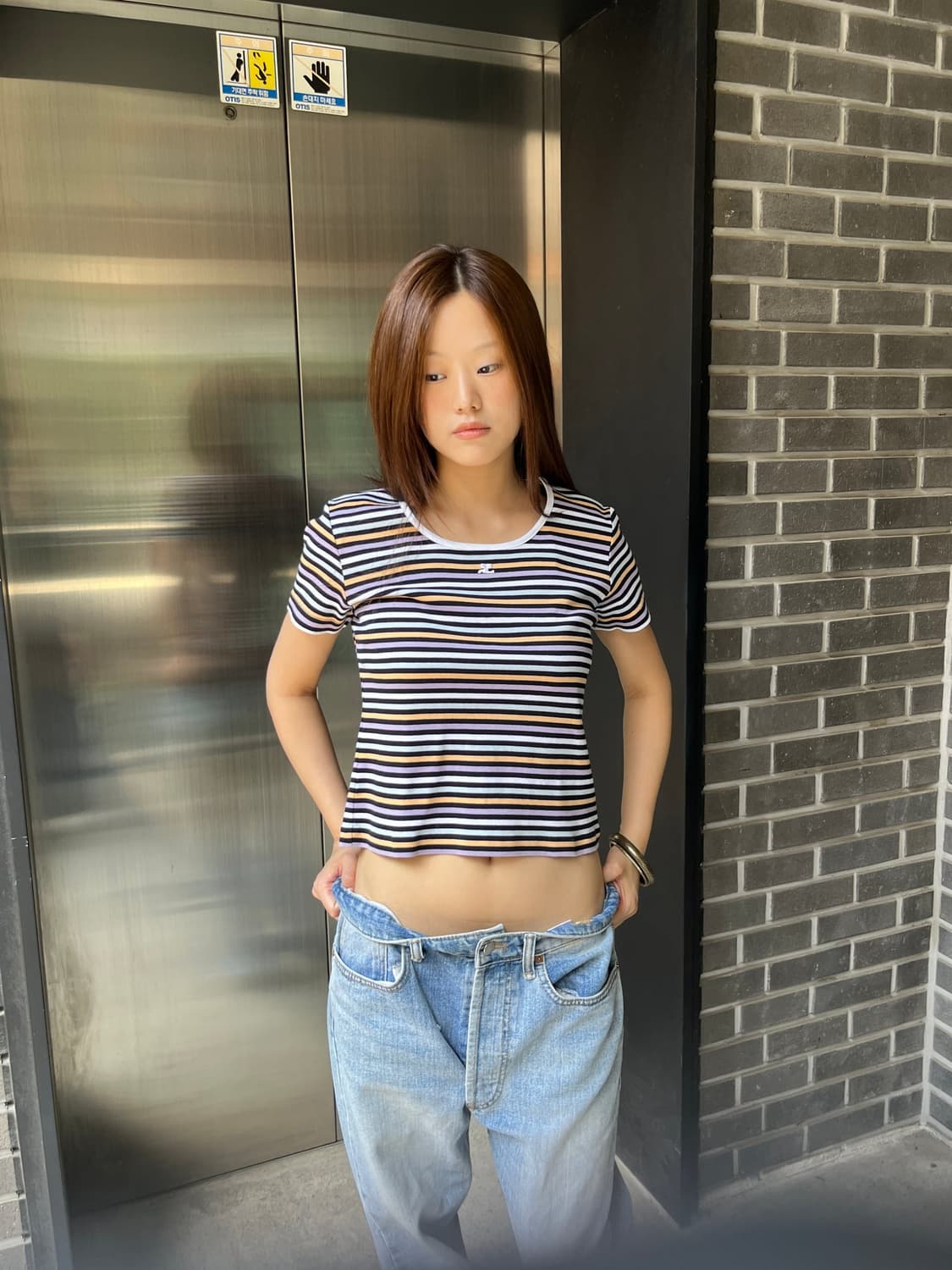 00s Courreges 꾸레쥬 로고 스트라이프 탑 상품이미지10