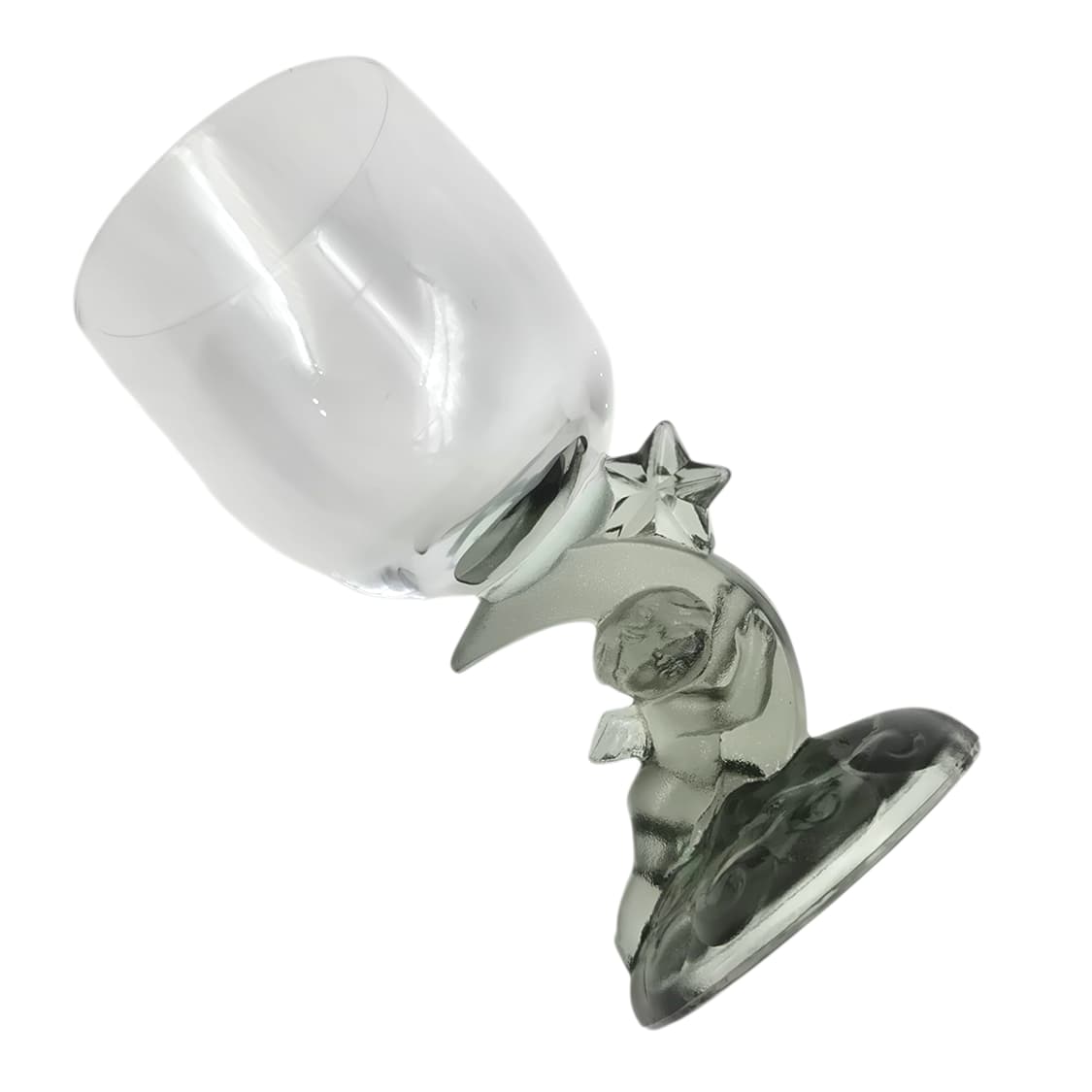 80s 이시즈카 유리 공예 엔틱 천사&달 와인잔 1p 상품이미지2