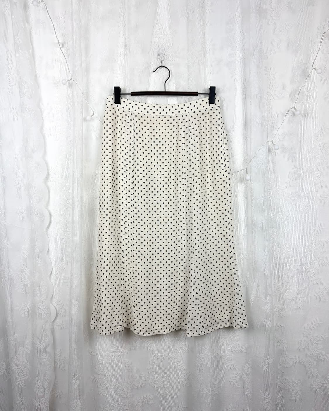 Polka Dot Linen Blend Midi Skirt 상품이미지1