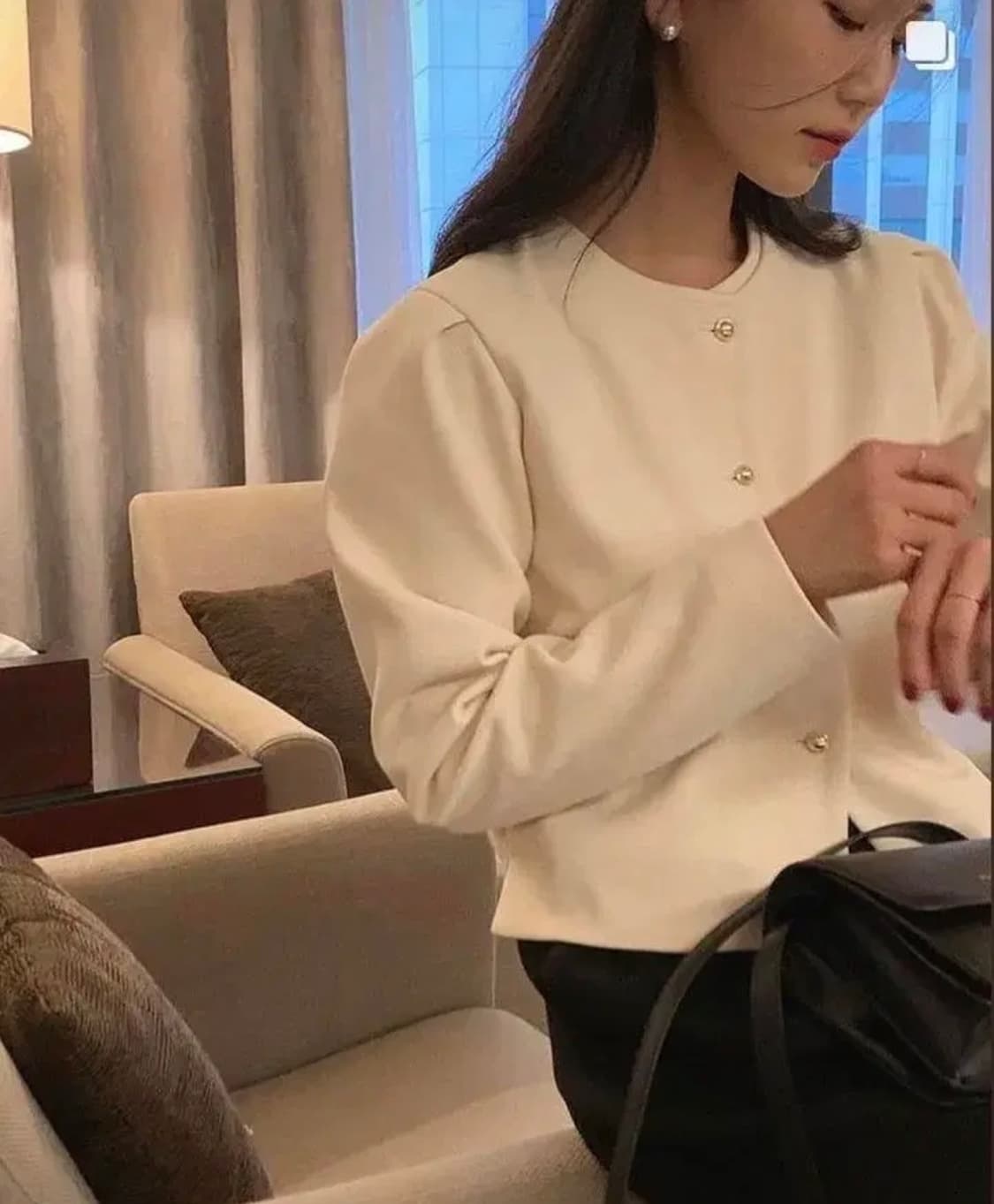 가내스라 다이즈 버튼 블라우스 크림 상품이미지1