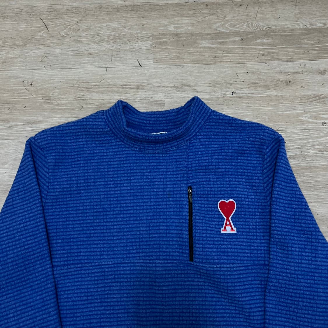 아미 하트 자수로고 와플 후리스 웜업 풀오버 [블루] XL/105 상품이미지2