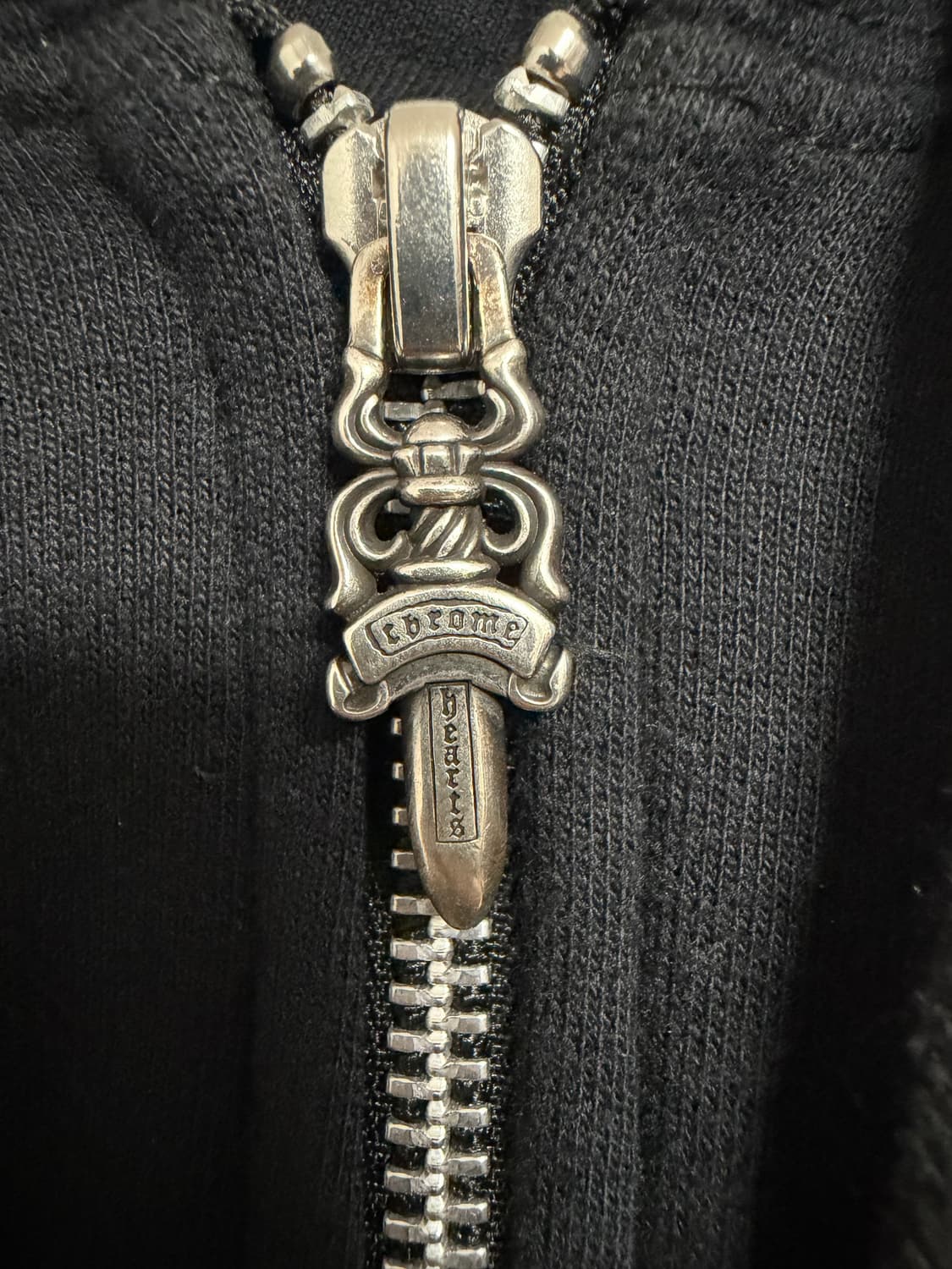 크롬하츠 버티컬 로고 헤비웨이트 후드집업 블루블랙 상품이미지6