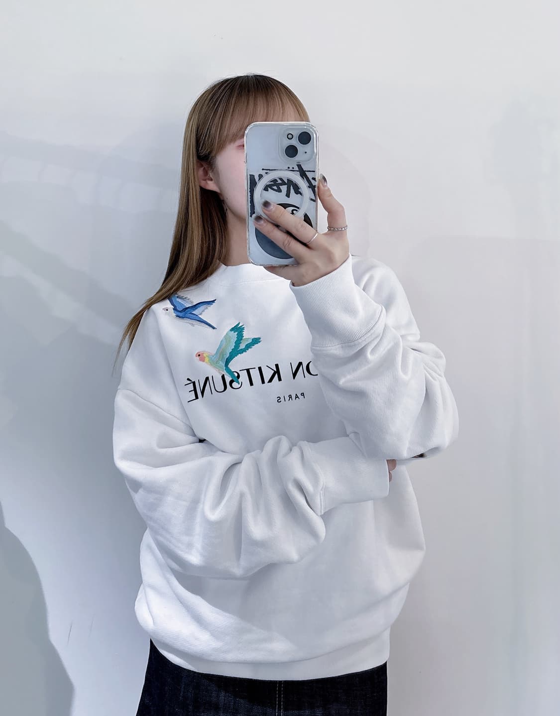 메종키츠네 자수로고 화이트 맨투맨 상품이미지1