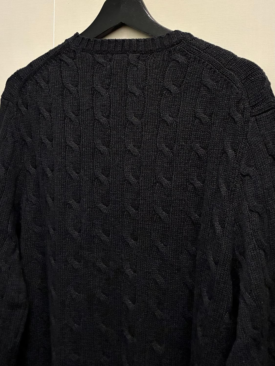 (M/100)폴로랄프로렌 면 케이블 꽈배기 니트 트리플블랙 폴로니트 상품이미지7