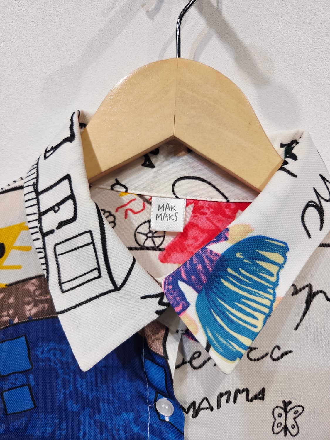 MAK MAKS. 여자 독특한 그림 프린팅 시스루 셔츠 상품이미지4