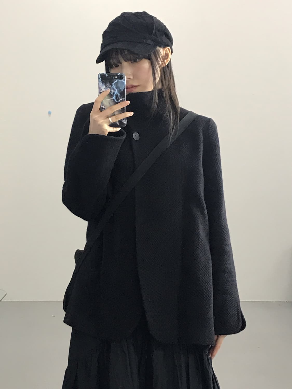 Jpn Black High-Neck Asymmetric Coat 상품이미지4