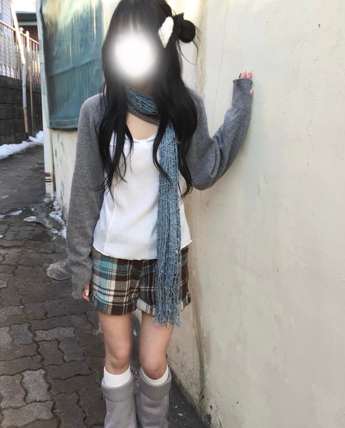 빈티지 세트 y2k 일본 코트 체크 반바지 목도리 나시 가디건 핀터레스트 상품이미지6