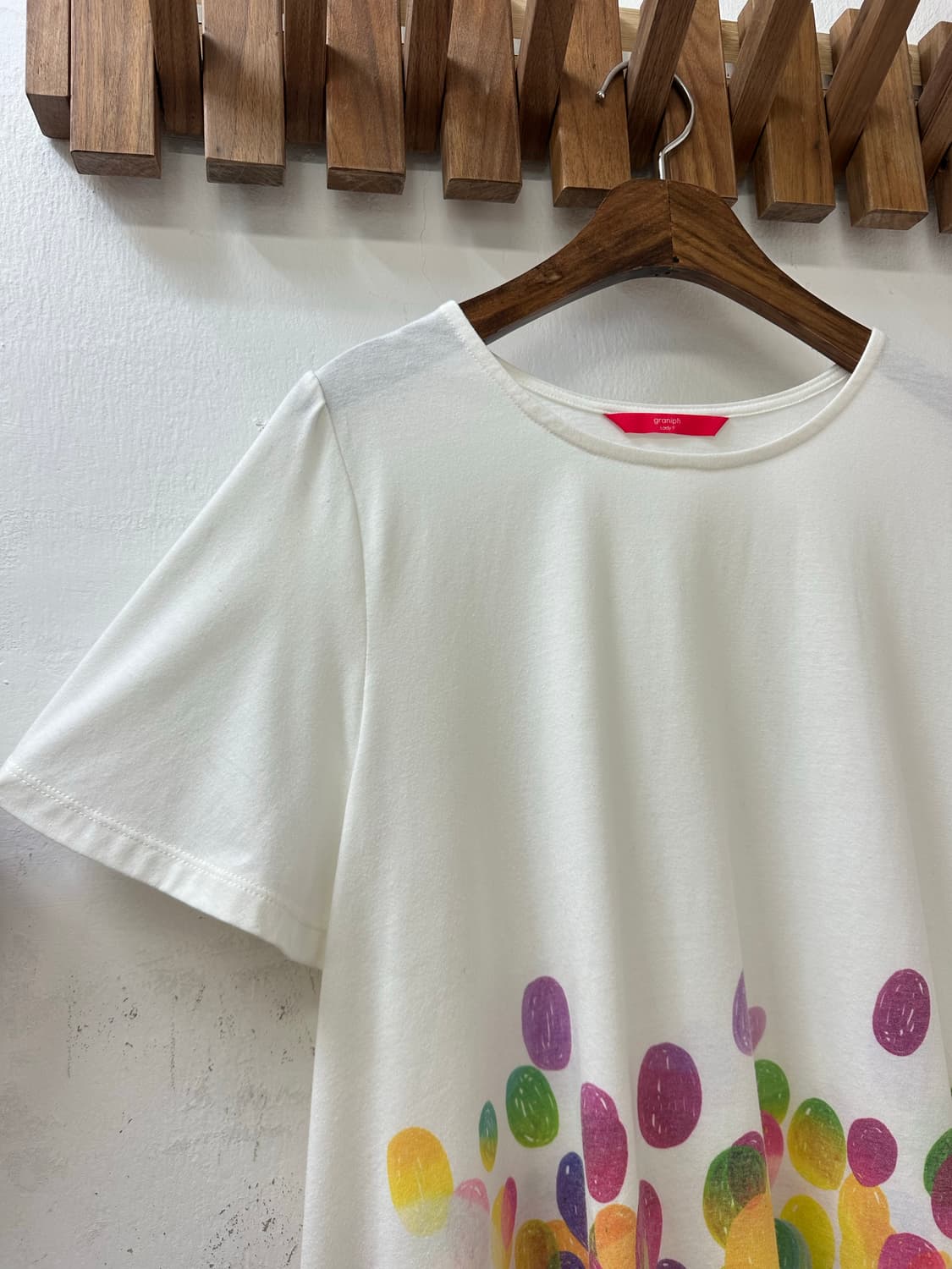 일본빈티지 graniph 컬러 버블 도트 패턴 A라인 반팔 티셔츠 상품이미지3