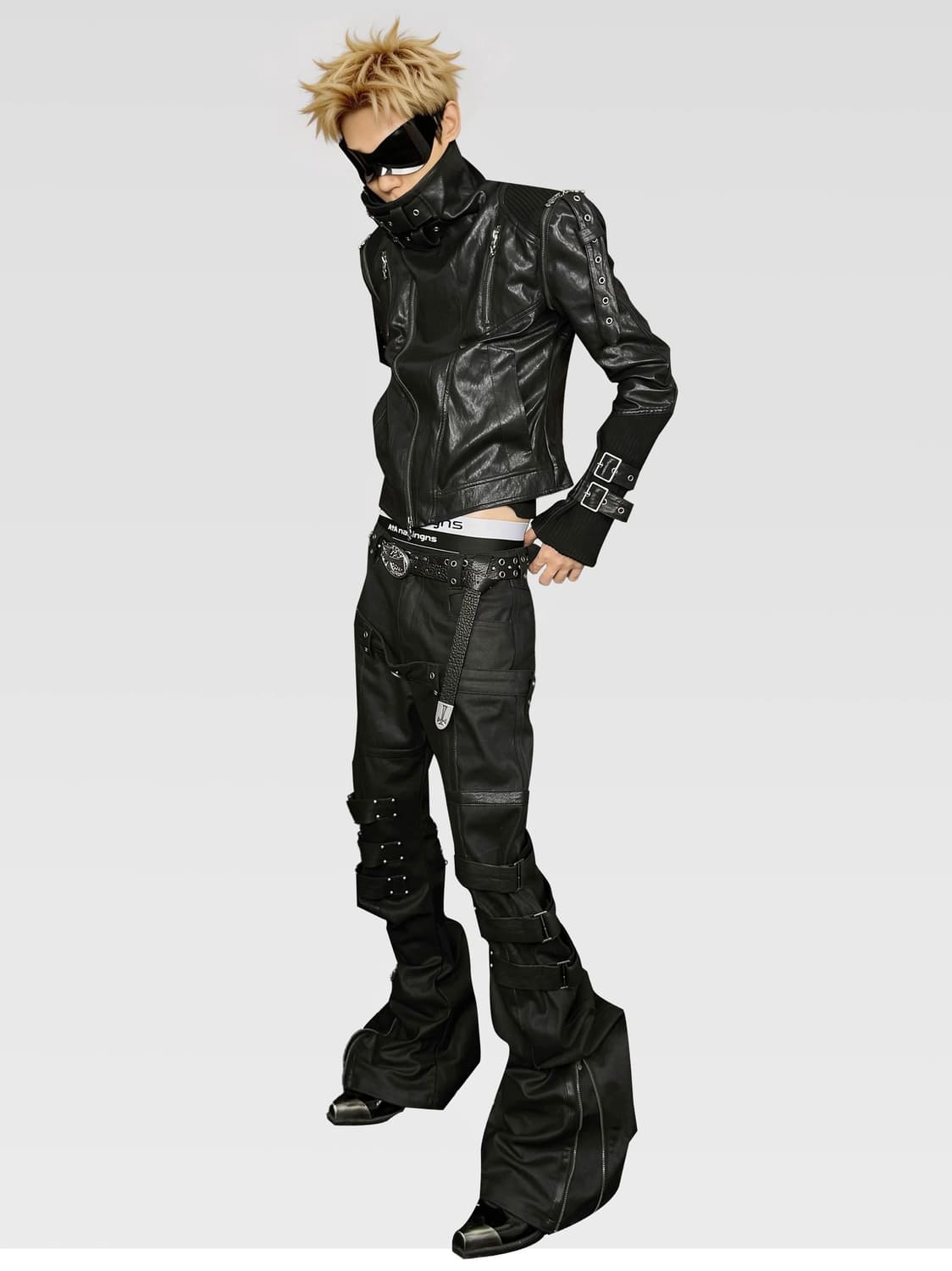 하이넥 테크 레더 자켓 상품이미지2