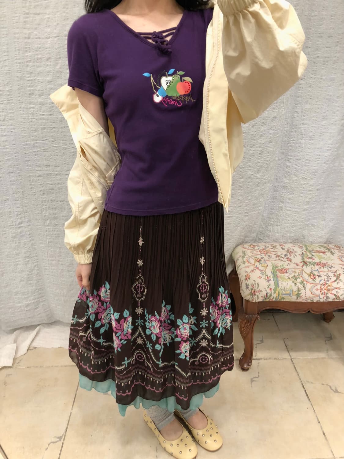 Vintage cocoa floral skirt 상품이미지2