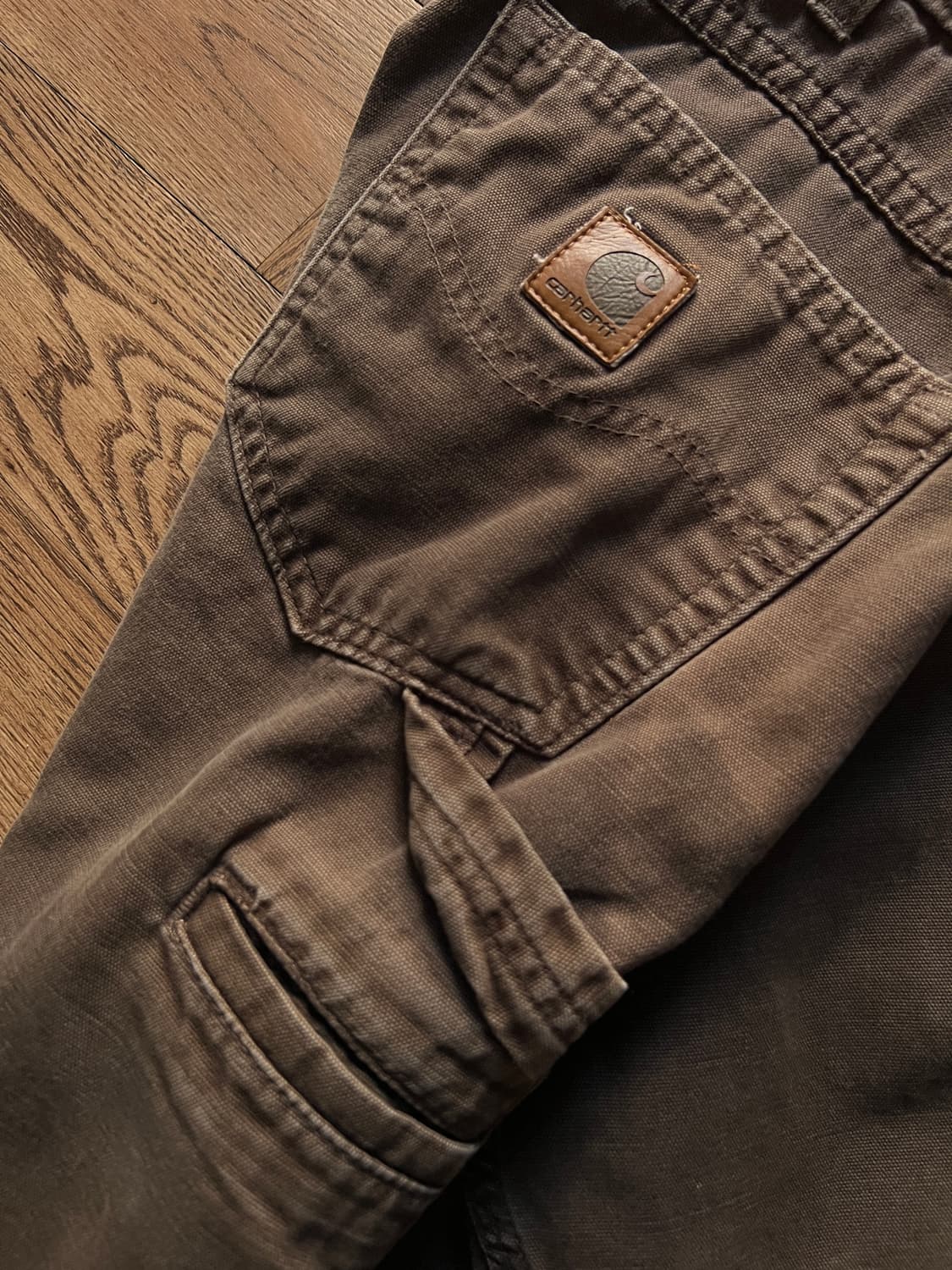 [36]칼하트 USA 빈티지 워싱 다크브라운 싱글니 워크 팬츠 상품이미지7