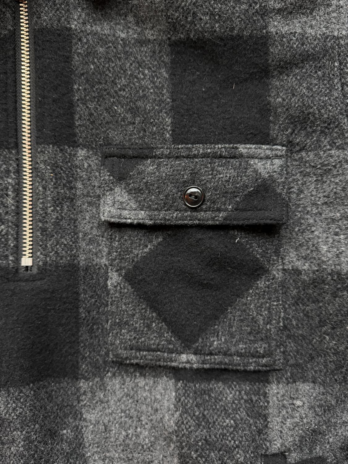 네이버후드 울 체크 하프집 셔츠 자켓 블랙그레이 M 상품이미지4