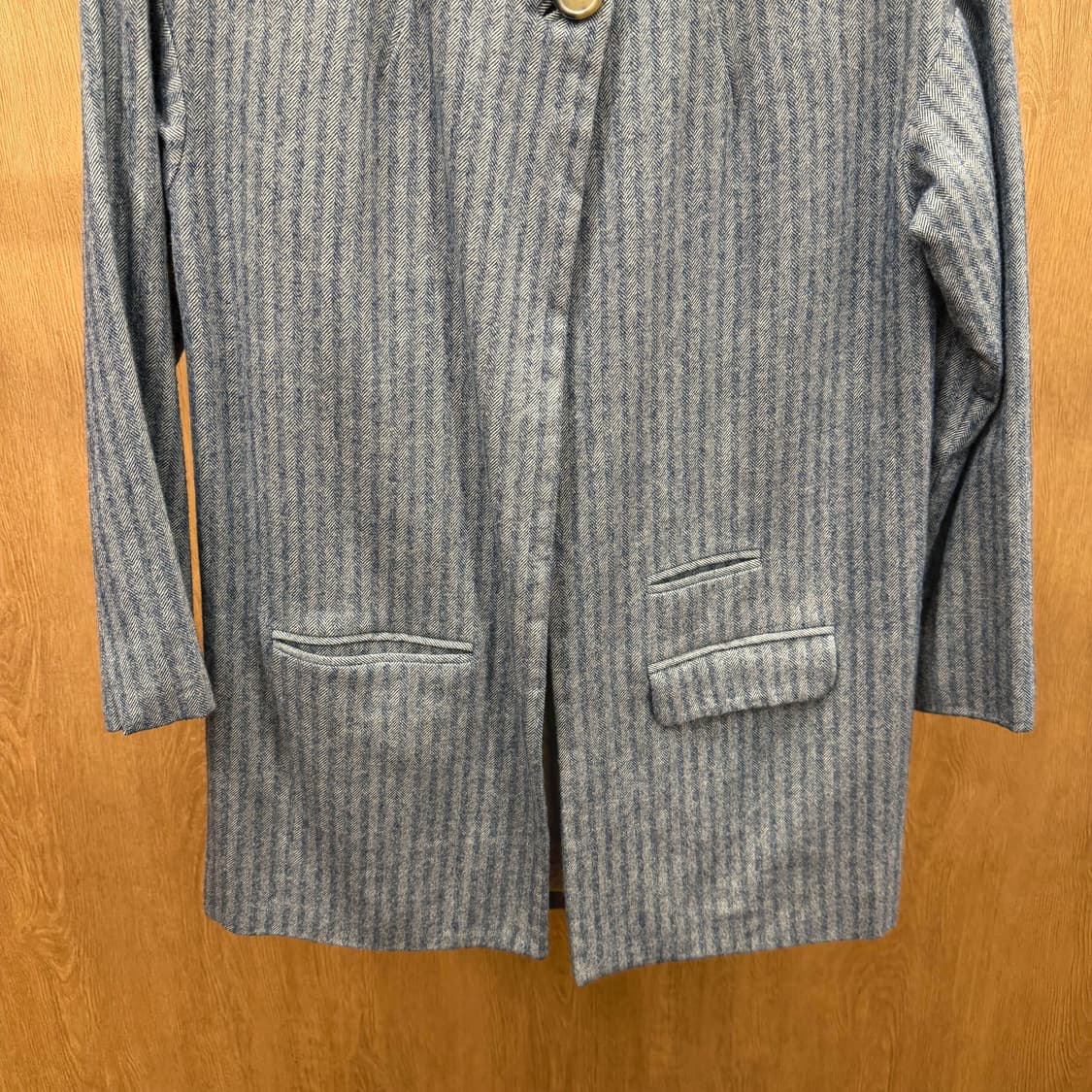 이자벨마랑 에뚜왈 싱글 버튼 자켓 노카라 스트라이프 패턴 디테일 네이비 상품이미지5