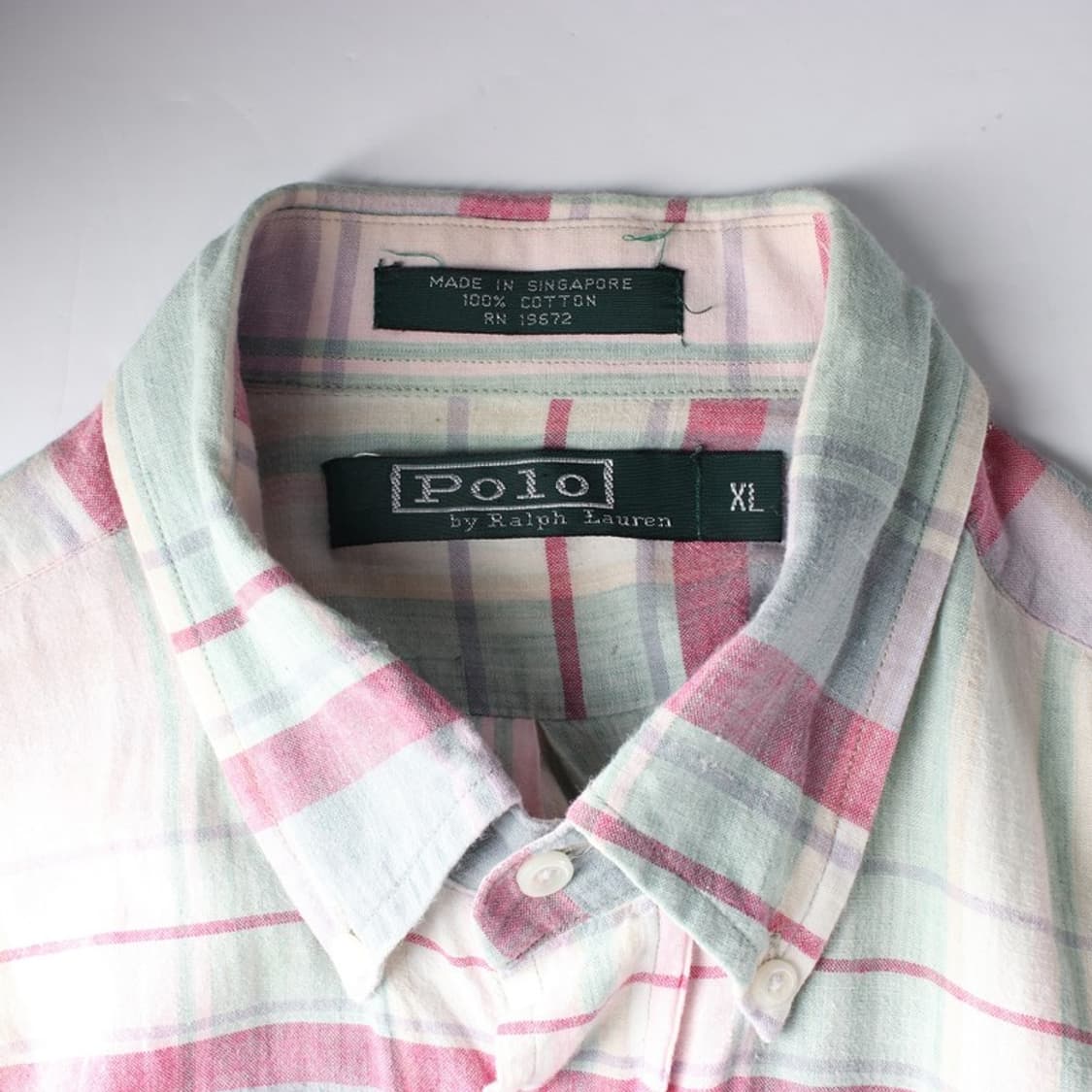 폴로 랄프로렌 파스텔 마드라스 체크 반팔 셔츠 XL 상품이미지5