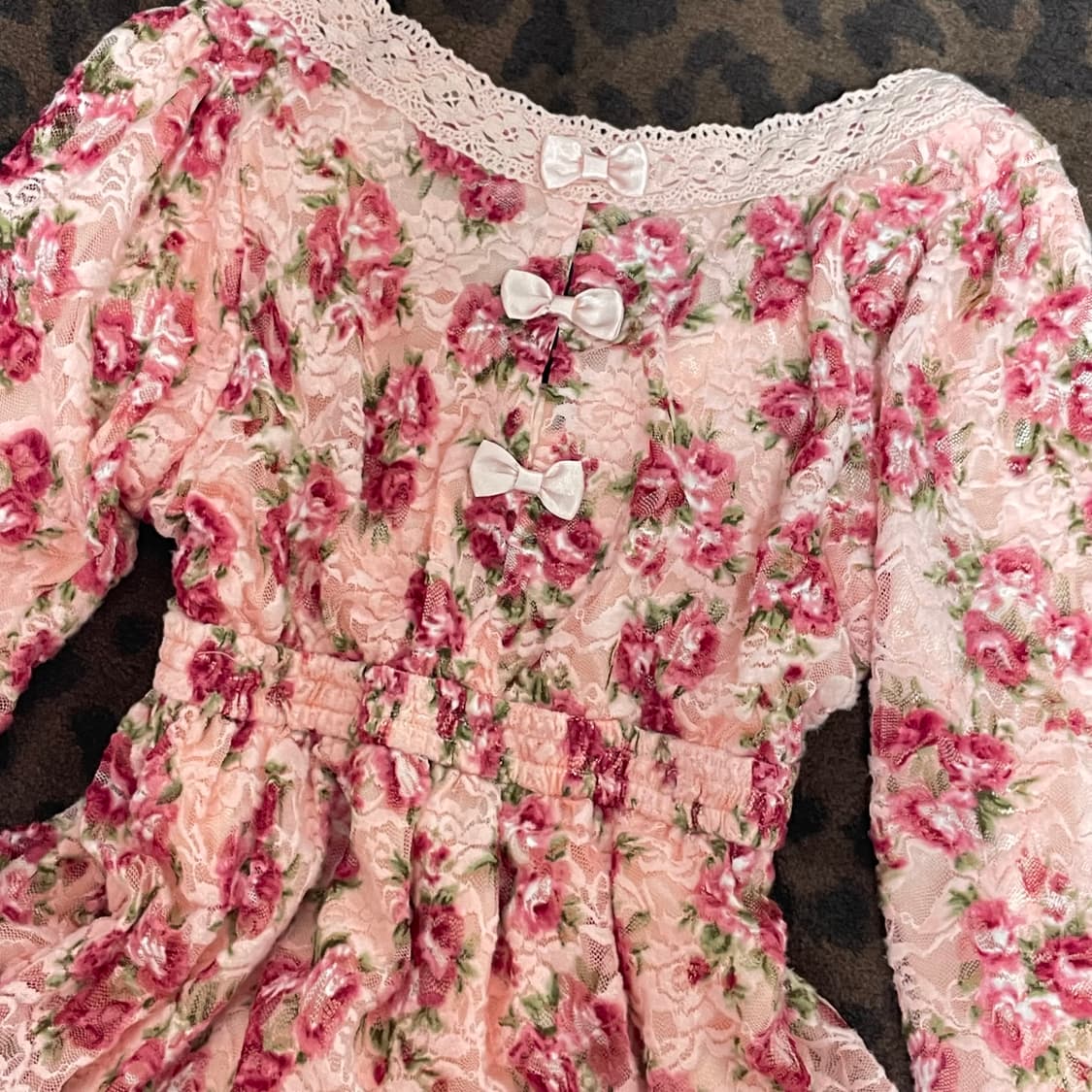 리즈리사 플로럴 3연리본 탑 블라우스 히메갸루 핀터레스트 라떼갸루 상품이미지4