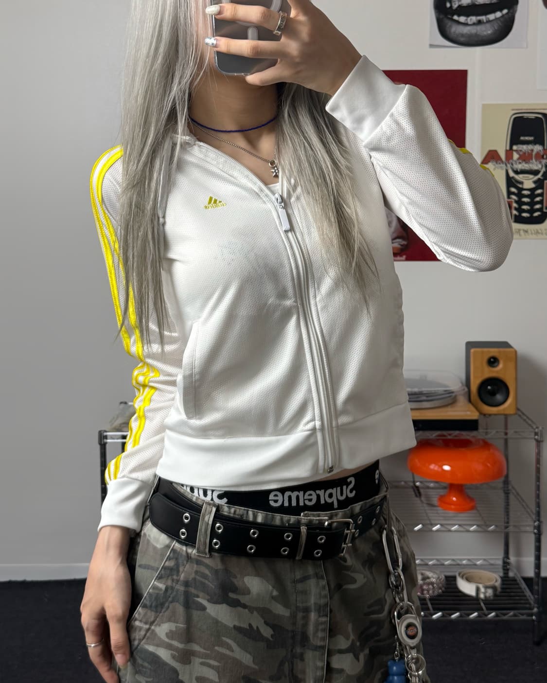 아디다스 메쉬 후드 화이트 져지 상품이미지1