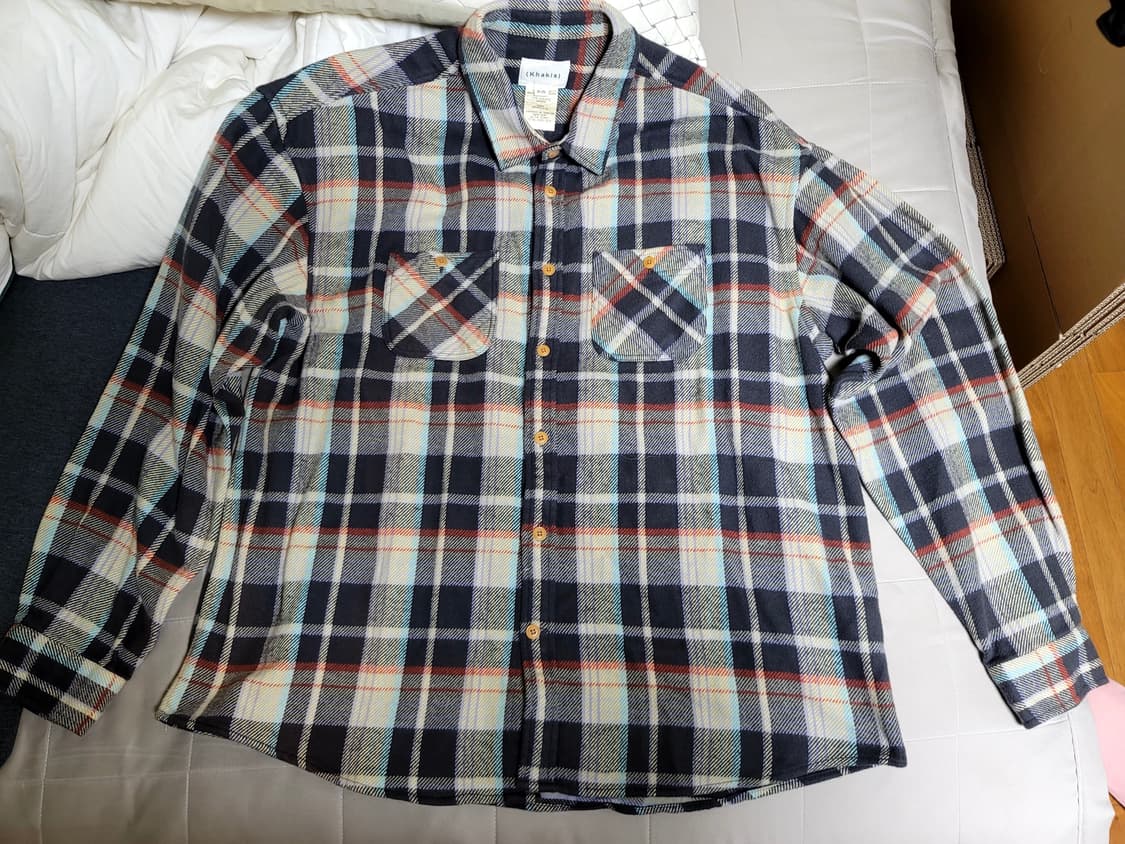 카키스 브러쉬드 플레이드 셔츠 그레이 XL(4) 상품이미지2