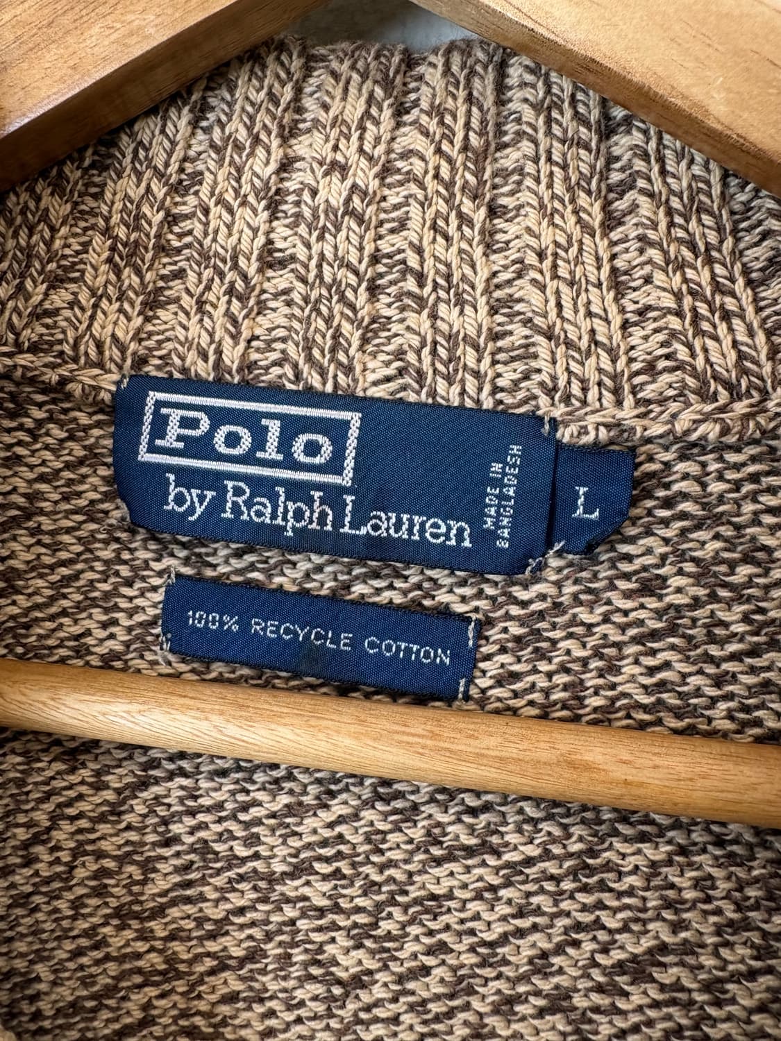 폴로랄프로렌 빈티지 리사이클 코튼 브라운 반집업 니트 상품이미지5