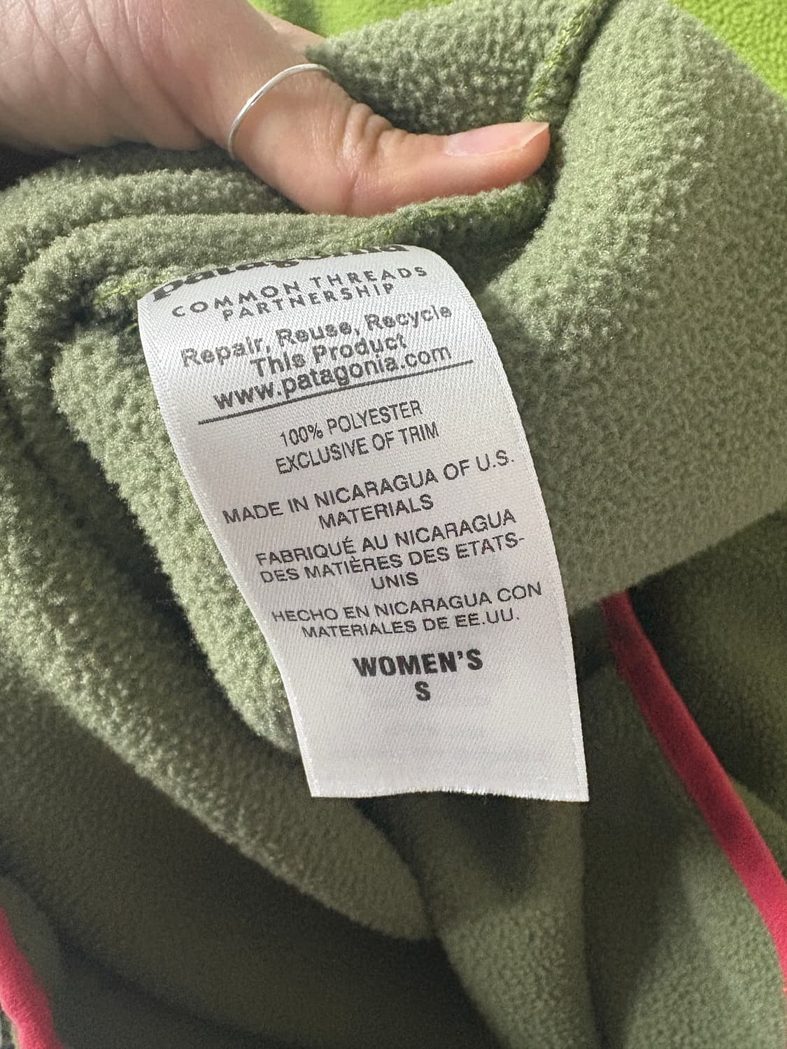 파타고니아 신칠라 우먼 플리스 스냅티 S 상품이미지6